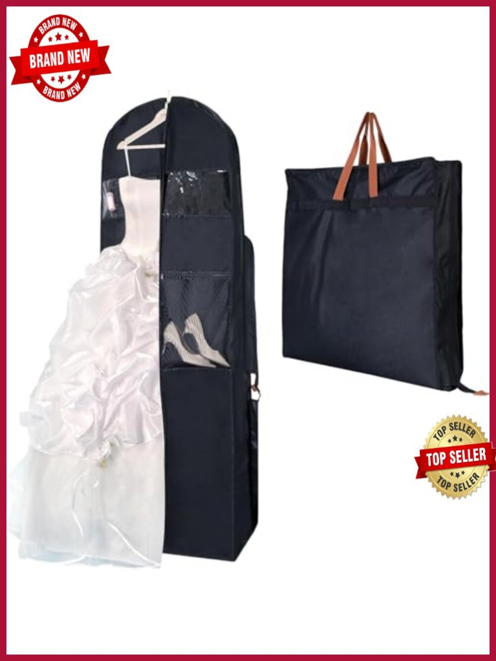 72" Wedding Dress Garment Bag, 12" Gusset, 600D Oxford, Travel Suit Bag